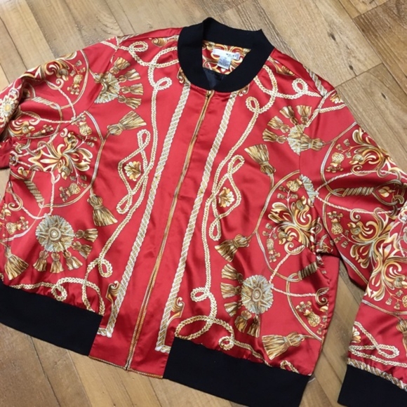 WD.NY Tops - WD NY's Red Silky Gold Tassel Bomber Jacket 3X